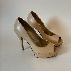 FINAL! Guess Cream Stiletto Heels with Peep-Toe